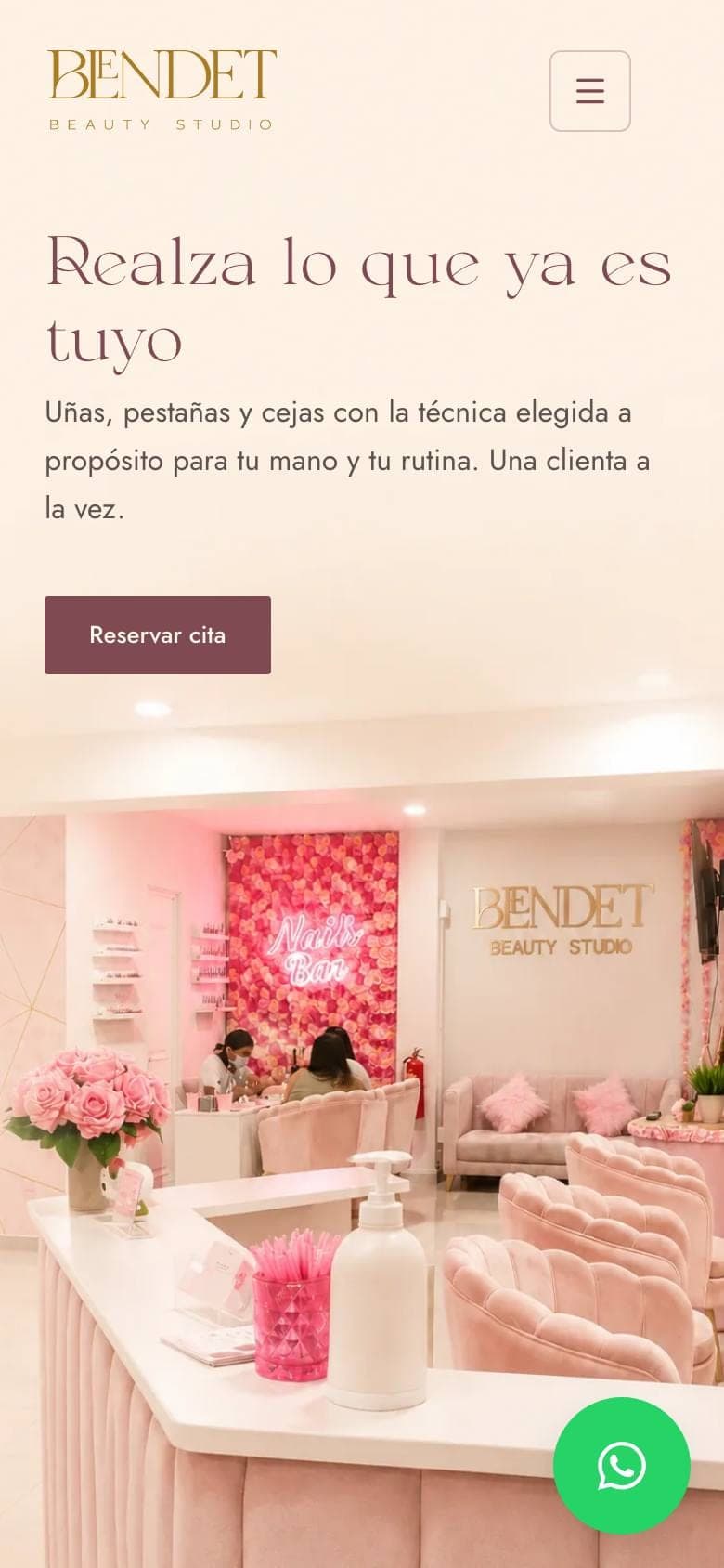 La web de Blendet Beauty Studio en el móvil