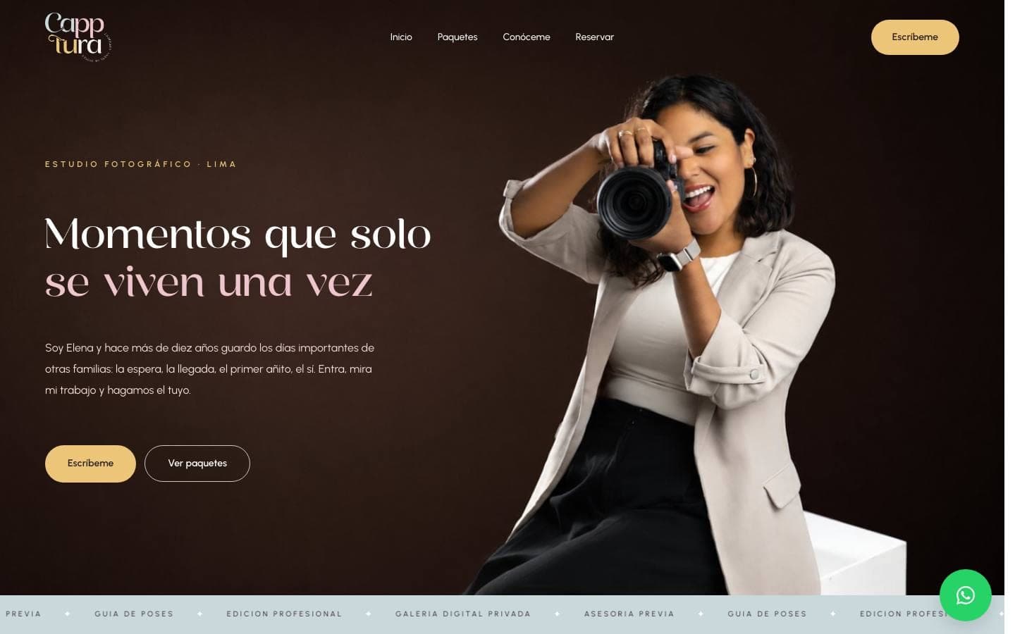 Portada de la web de Capptura, hecha con Bookit