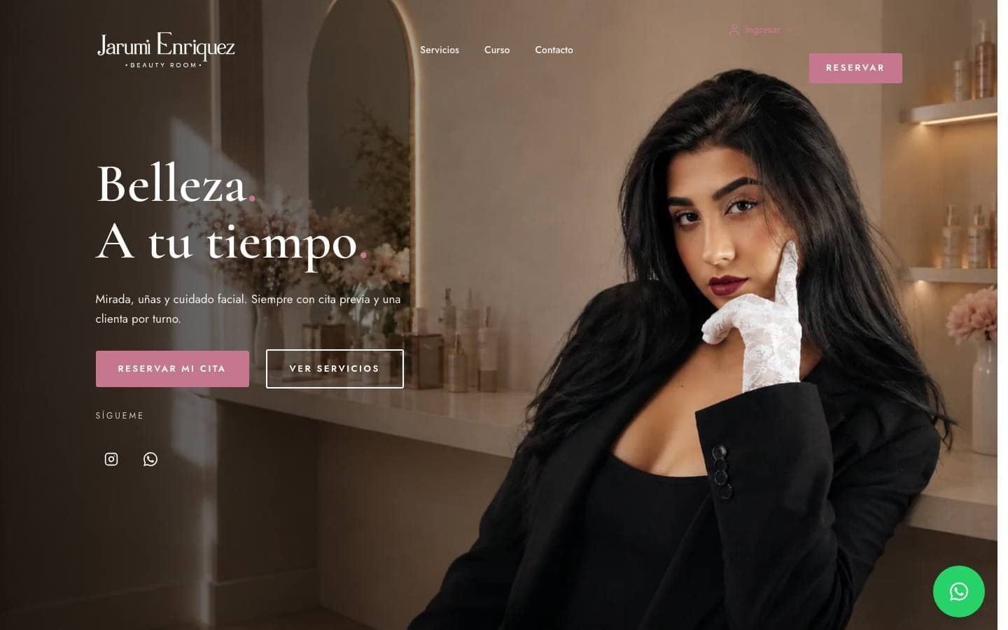 Portada de la web de Jarumi Enriquez · Beauty Room, hecha con Bookit
